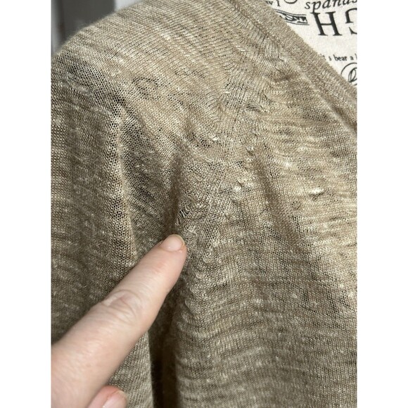 J CREW WOMEN'S TAN BEIGE MARLED LINEN BLEND ZIP UP CARDIGAN JACKET SWEATER S - Picture 5 of 11